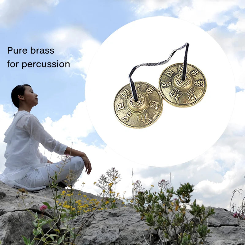 6.5cm Tibetan Bell Meditation Handcrafted Cymbals Buddhist Temple with Bag