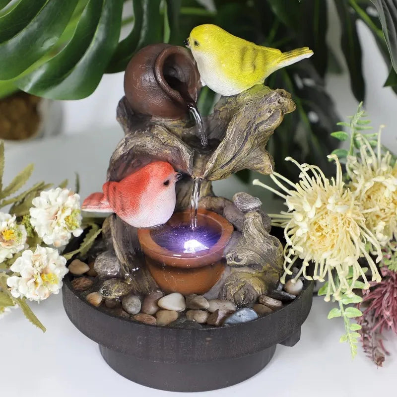 Tabletop Fountain Desktop Electric Water Fountain Decor w/LED Light