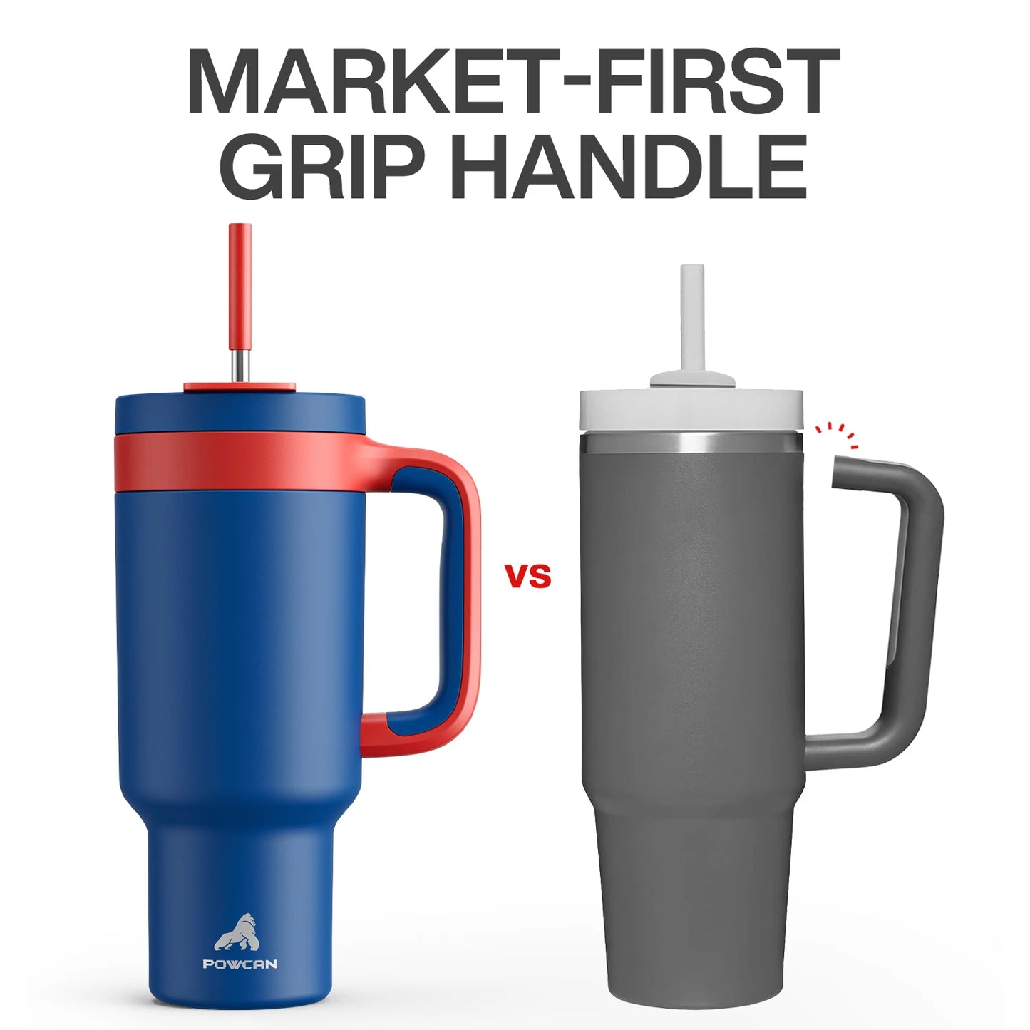 40oz Cup Stainless Steel Vacuum Straw Cup With Double Handle Non-slip Portable