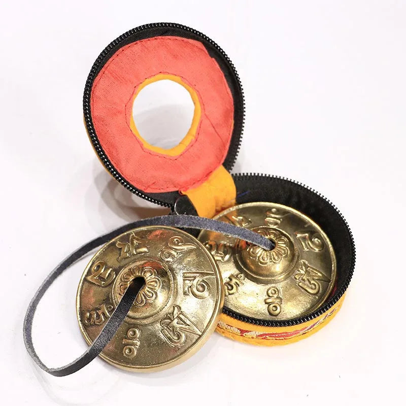6.5cm Tibetan Bell Meditation Handcrafted Cymbals Buddhist Temple with Bag