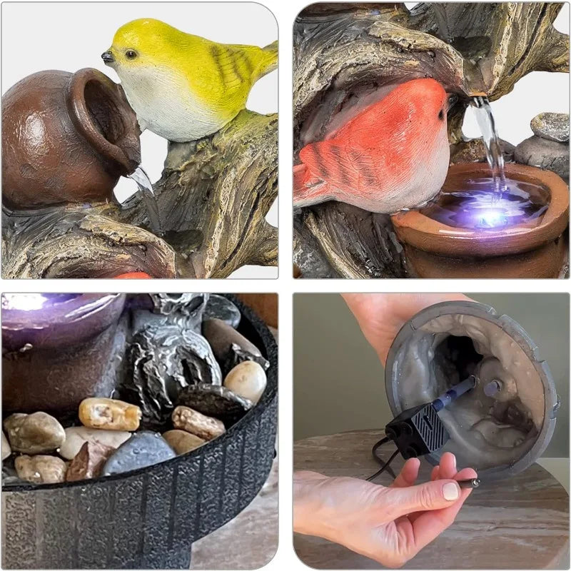 Tabletop Fountain Desktop Electric Water Fountain Decor w/LED Light