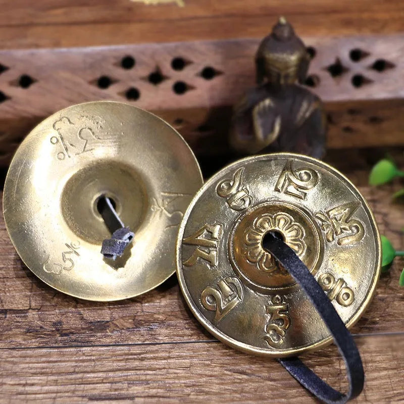 6.5cm Tibetan Bell Meditation Handcrafted Cymbals Buddhist Temple with Bag