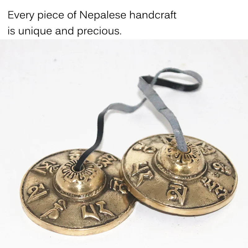6.5cm Tibetan Bell Meditation Handcrafted Cymbals Buddhist Temple with Bag