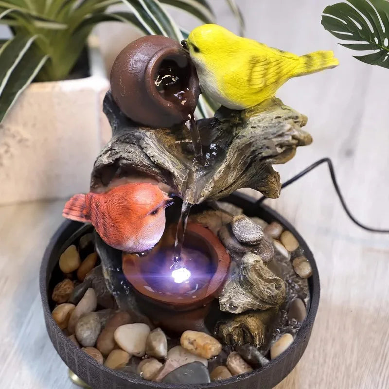 Tabletop Fountain Desktop Electric Water Fountain Decor w/LED Light