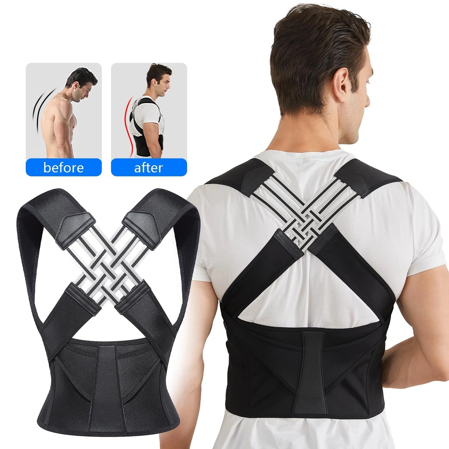 Back Brace Posture Corrector for Women and Men, Adjustable Back Pain Relief