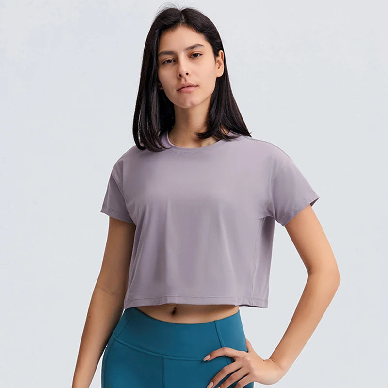 Women Seamless Sport t-Shirts Crop Top Short Sleeve Quick Dry Fitness