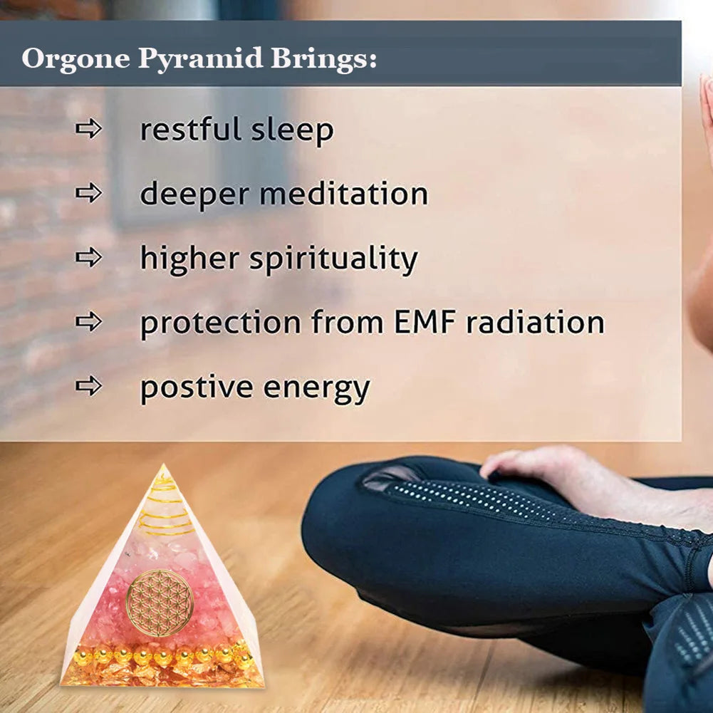 Orgonite Pyramid Healing Crystal Stone Chakra Reiki Meditation