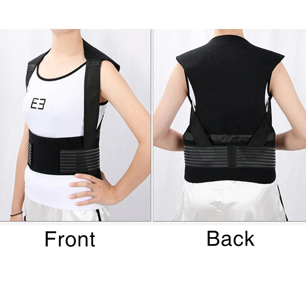 62Pcs Magnets Back Support Self-Heating Treatment Shoulder Spine Waist Brace Posture