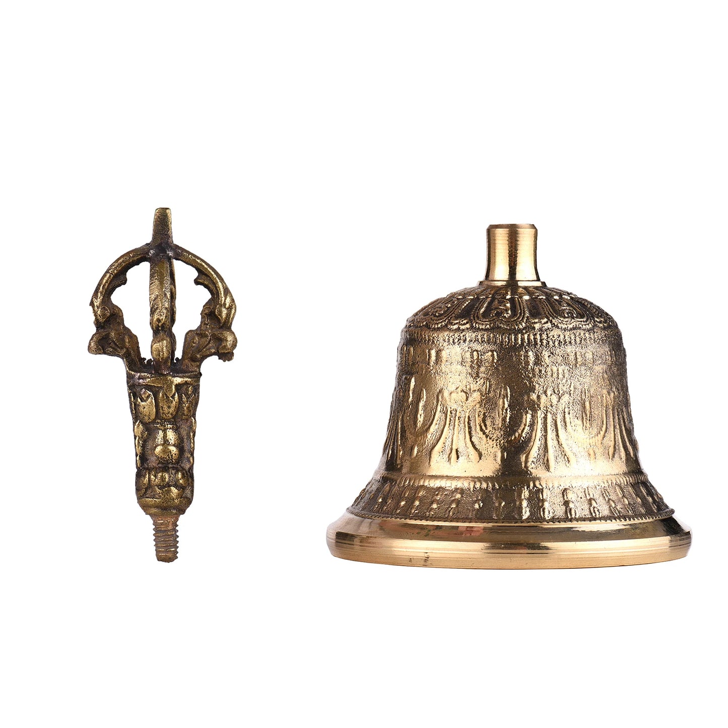 Tibetan Buddhist Bell Bronze Hand Bell with Vajra Padding for Meditation Prayer