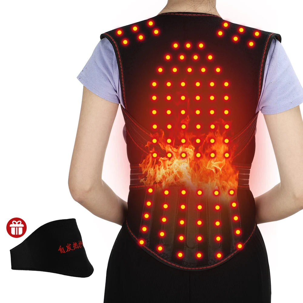 Tourmaline Self-heating Back Support 108pcs Magnets Therapy Spine Back Shoulder Lumbar