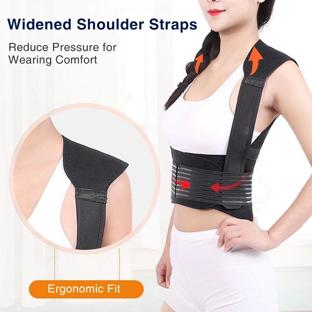 62Pcs Magnets Back Support Self-Heating Treatment Shoulder Spine Waist Brace Posture