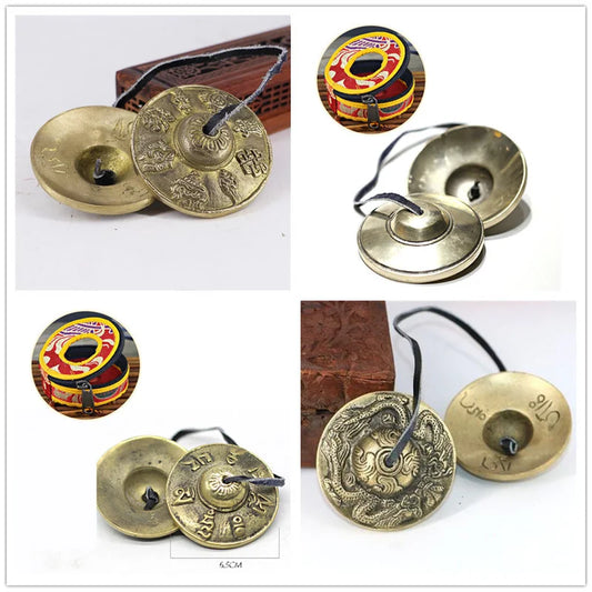 6.5cm Tibetan Bell Meditation Handcrafted Cymbals Buddhist Temple with Bag