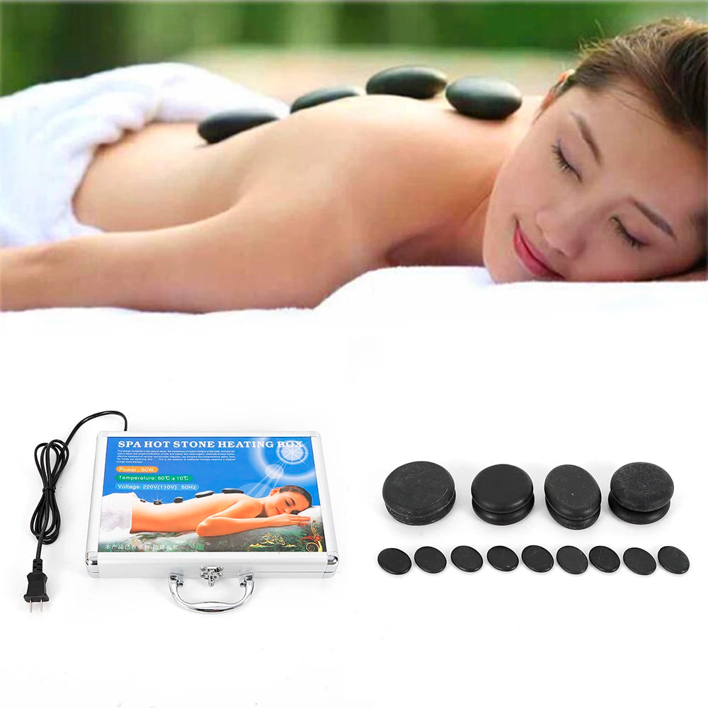 16Pcs Hot Massage Stone Volcanic Stones Kit Natural Basalt Rock Heater Kit