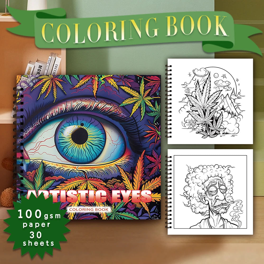 30 Sheets Adult Spiral Coloring Book, 8.26x 8.26 inch 100gsm Thick Paper