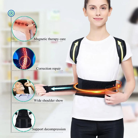 Posture Corrector Magnetic Therapy Support Brace Adjustable Men Women