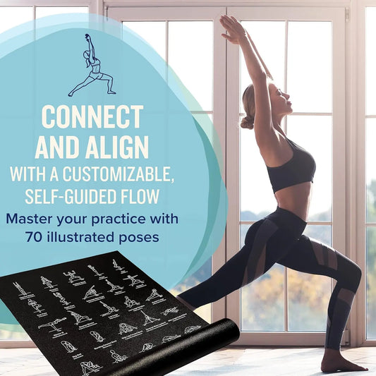 Unisex Yoga Mat - Large, 5mm Thick, 68" Long for Pilates, Exercises and Stretching Asana Graphics