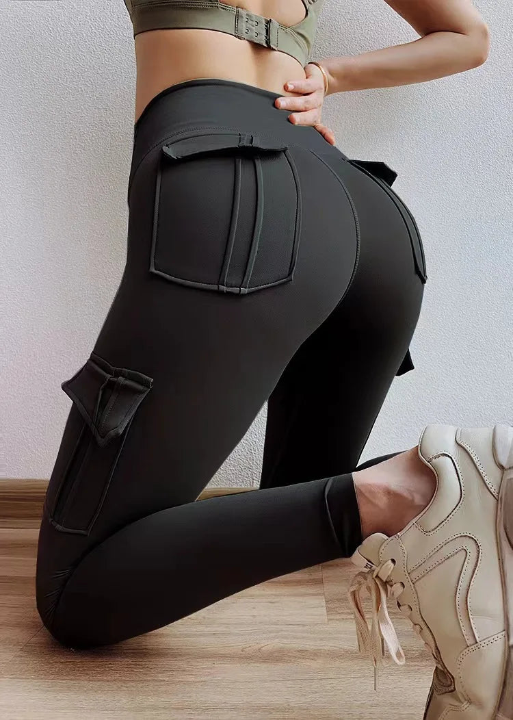 2024 High Waist Yoga Pants Pockets Women Running Yoga Fitness Leggings