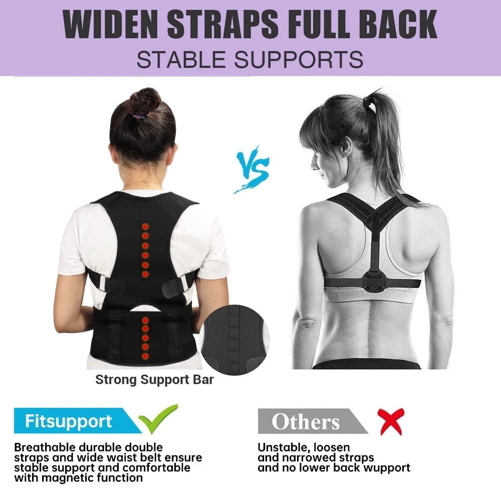 Posture Corrector Magnetic Therapy Support Brace Adjustable Men Women