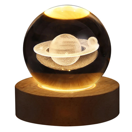 Unique 3D Crystal Ball Lamp with Galaxy and Planetary Projections 3 Options