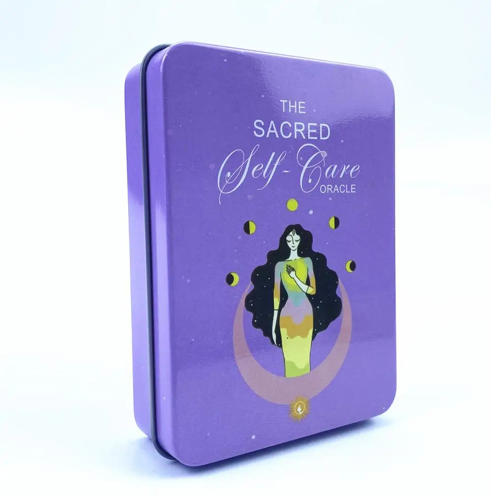 10x6 cm Sacred Self-care Oracle Cards in A Tin Gilded Edges with Guidebook