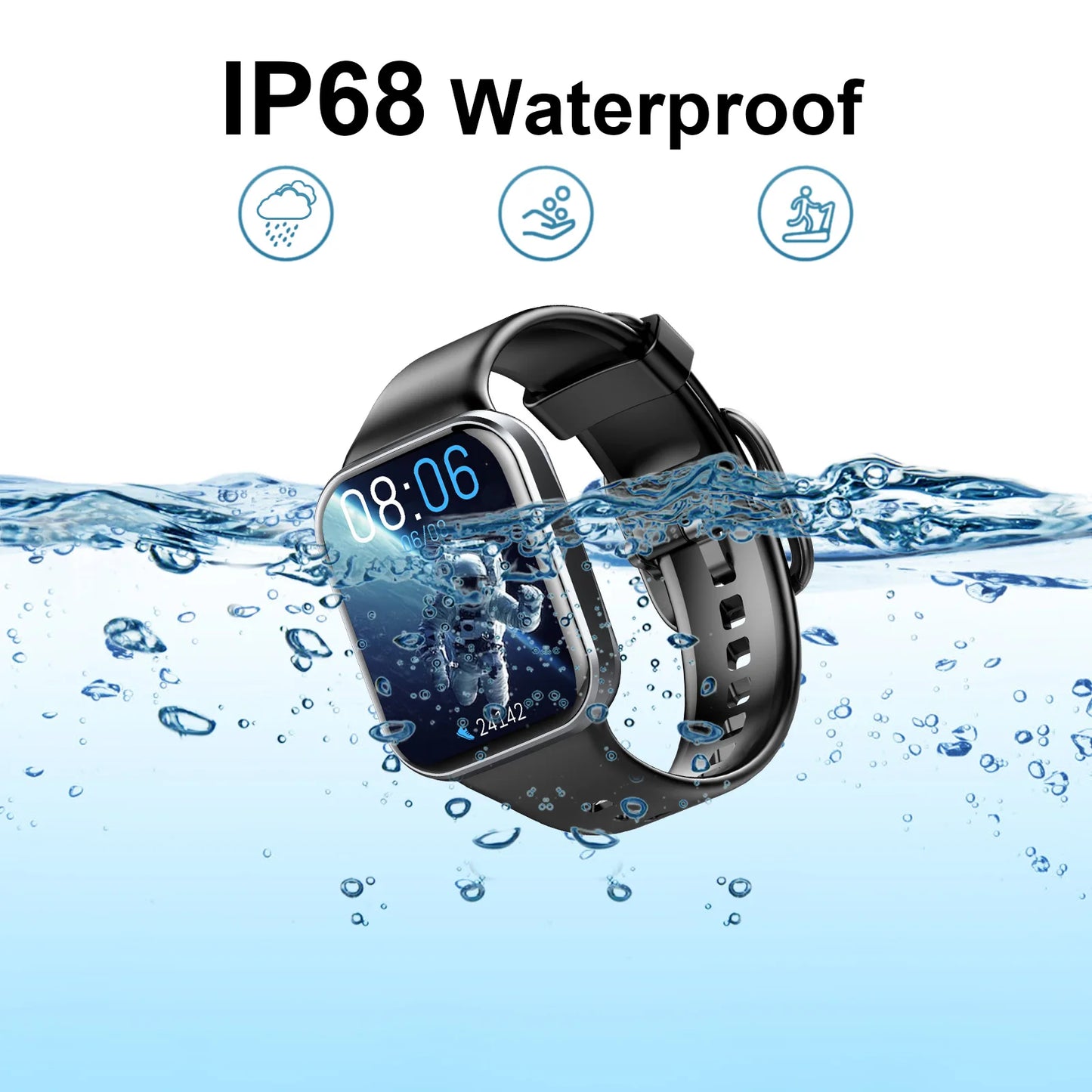 1.69'' Touch Smartwatch Fitness Watch with Pedometer/Sleep Monitor Unisexual Android IOS