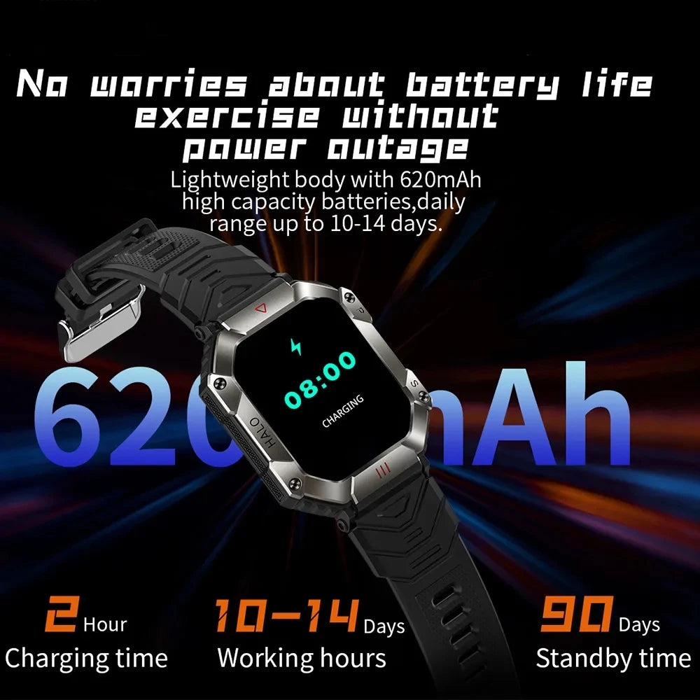 Men Smart Watch For Android IOS Fitness Health  Ip68 Waterproof GPS Military AI Voice Bluetooth