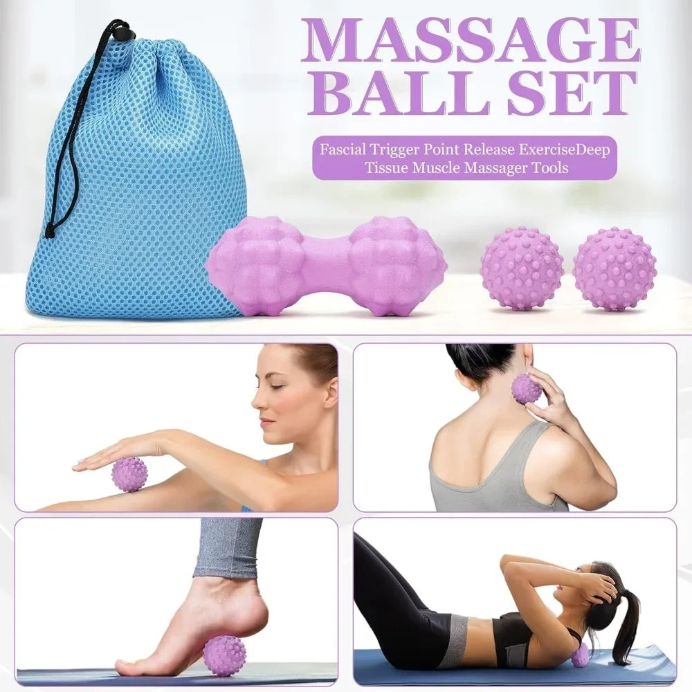 Yoga Wheel, Blocks, Straps, 12 in 1 Set Pain Relief & Deep Tissue Massage