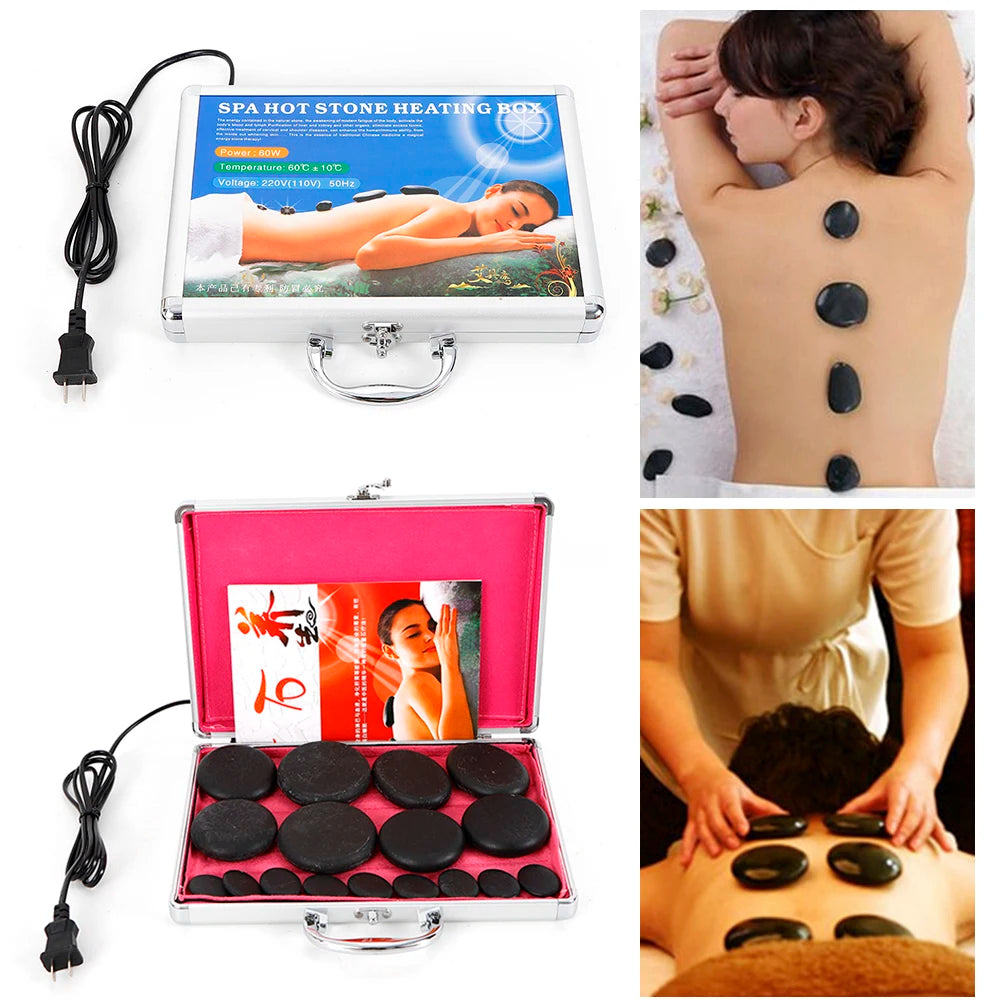 16Pcs Hot Massage Stone Volcanic Stones Kit Natural Basalt Rock Heater Kit