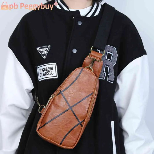 Crossbody Sling Bags PU Leather Fanny Pack Waist Bag Adjustable Strap Sports Themed Unisex