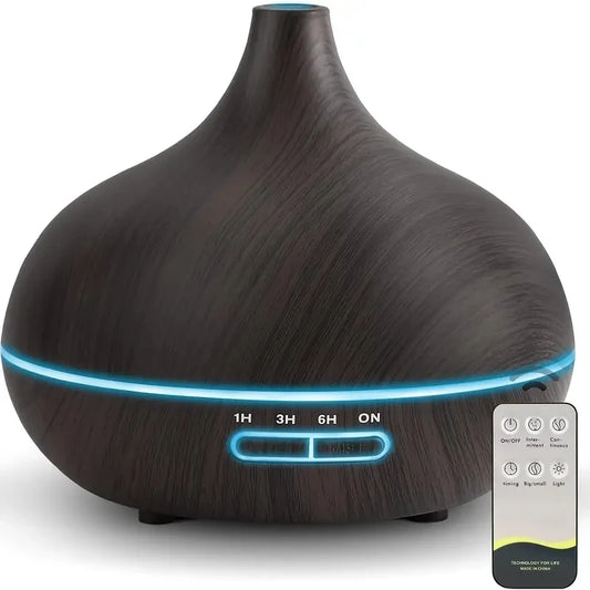 550ml Wood Color USB Aroma Diffuser, 7 Color LED Lights & Remote Control, USB