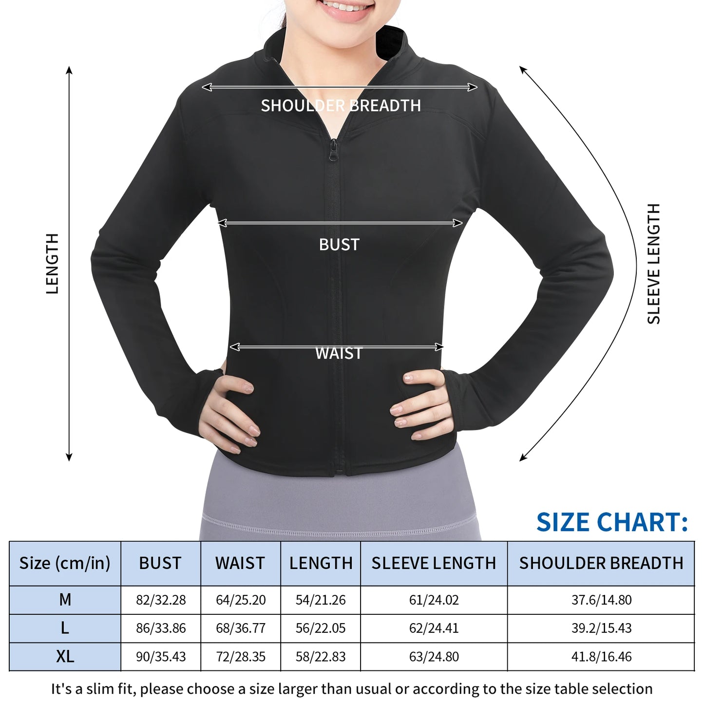 Women's Workout Jacket with Thumb Holes, Lightweight Zip Up Slim Fit Tops