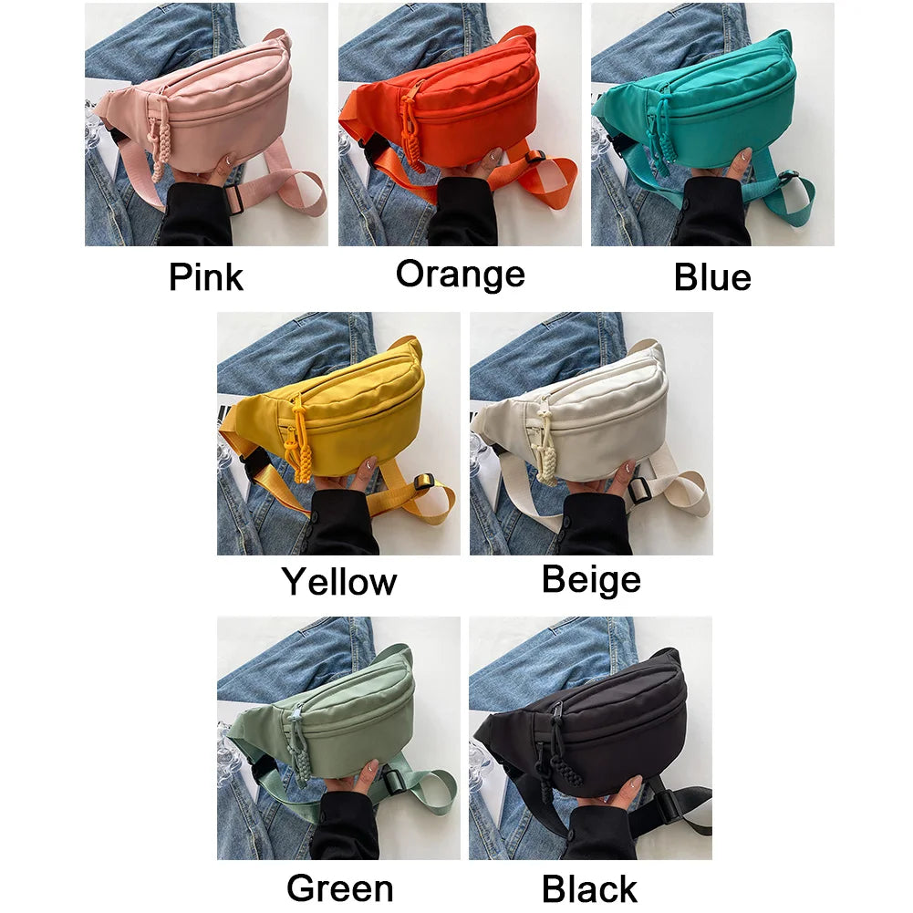 Canvas Fashion Sling Waist Pack Solid Color Waterproof Waist Pack