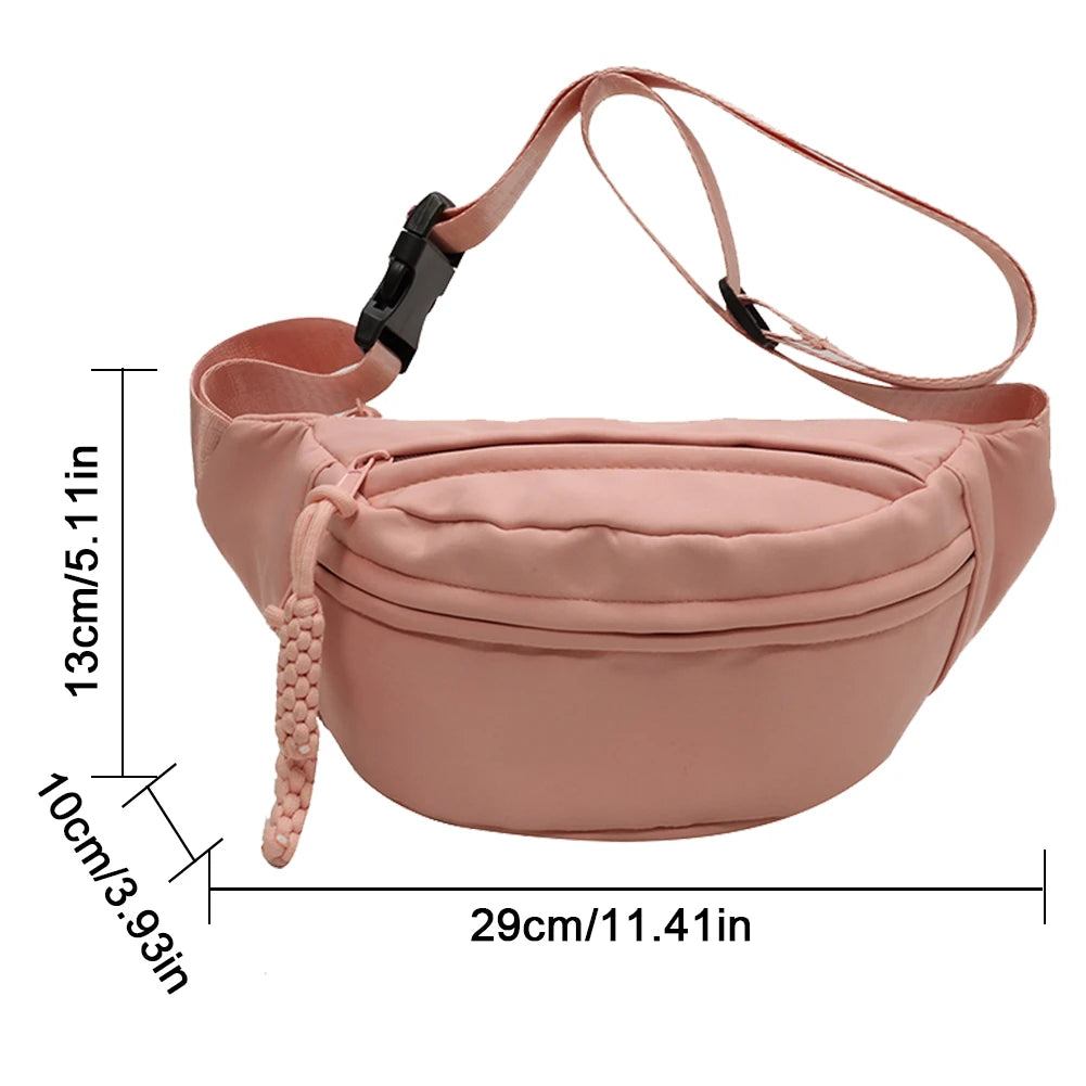 Canvas Fashion Sling Waist Pack Solid Color Waterproof Waist Pack