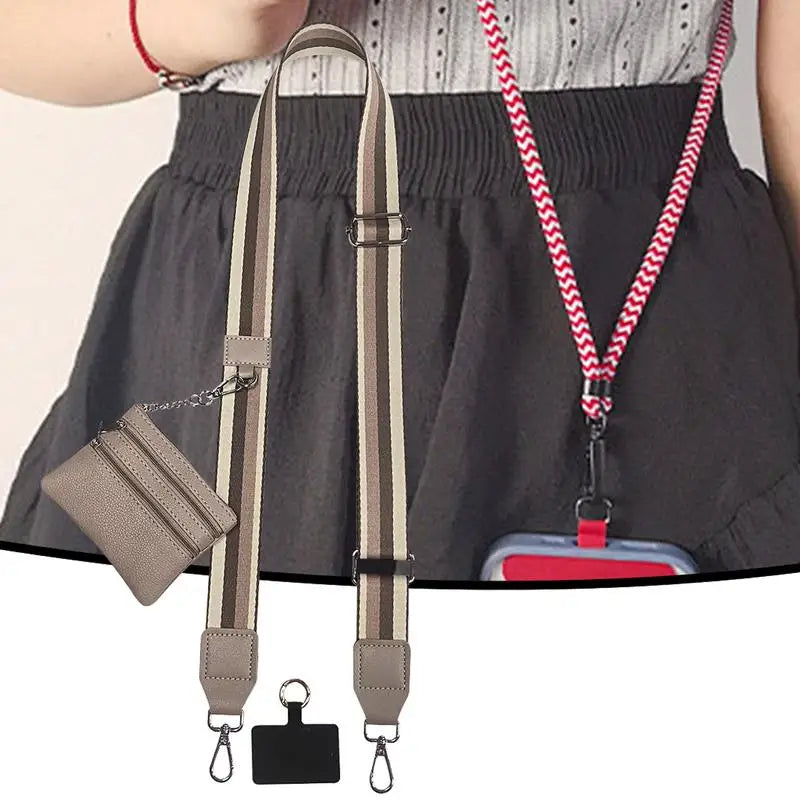 Adjustable Phone Wrist Strap Lanyard Sling With Zipper Wallet Pocket