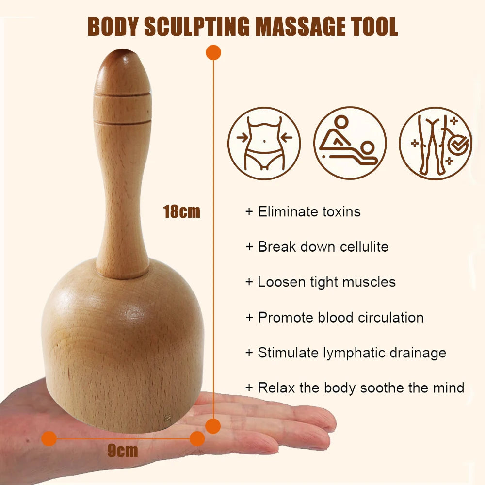 Wood  Massage Cup With Roller Wooden Handle Lymphatic Drainage Massager