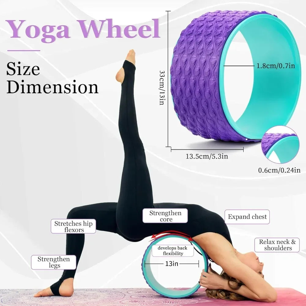 Yoga Wheel, Blocks, Straps, 12 in 1 Set Pain Relief & Deep Tissue Massage