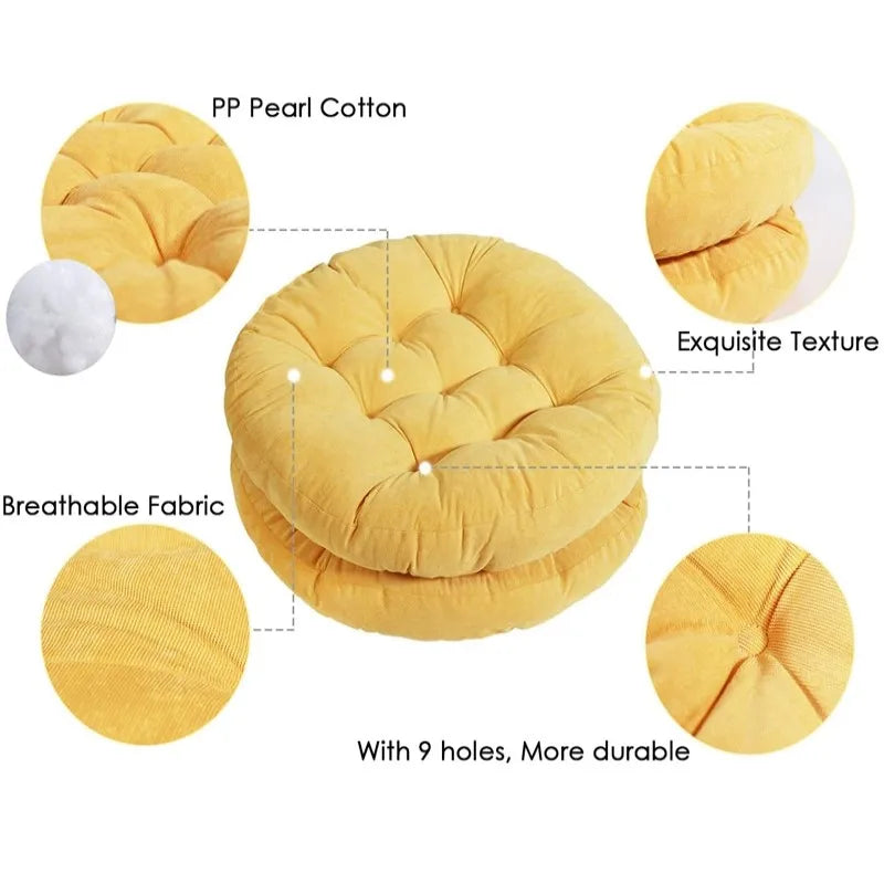 Floor Pillows Cushions Round Seat Pad Mat, 2 Sizes, Multiple Colors