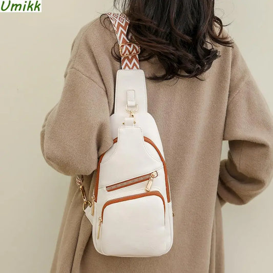 Ladies Chest Bag Solid Sling Crossbody Bag Waterproof