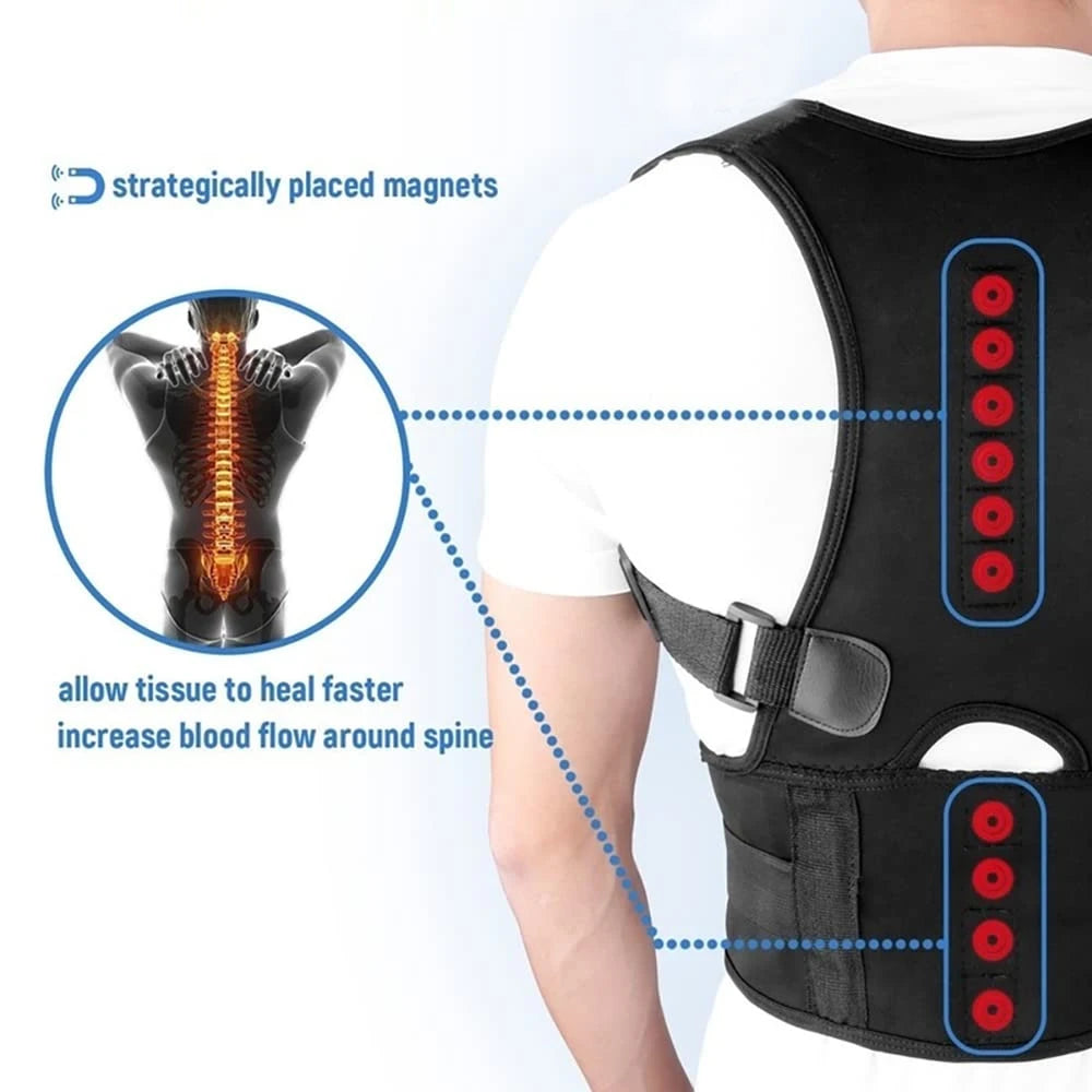 Posture Corrector Magnetic Therapy Support Brace Adjustable Men Women