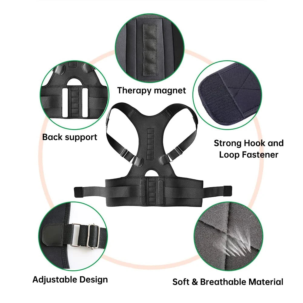 Posture Corrector Magnetic Therapy Support Brace Adjustable Men Women