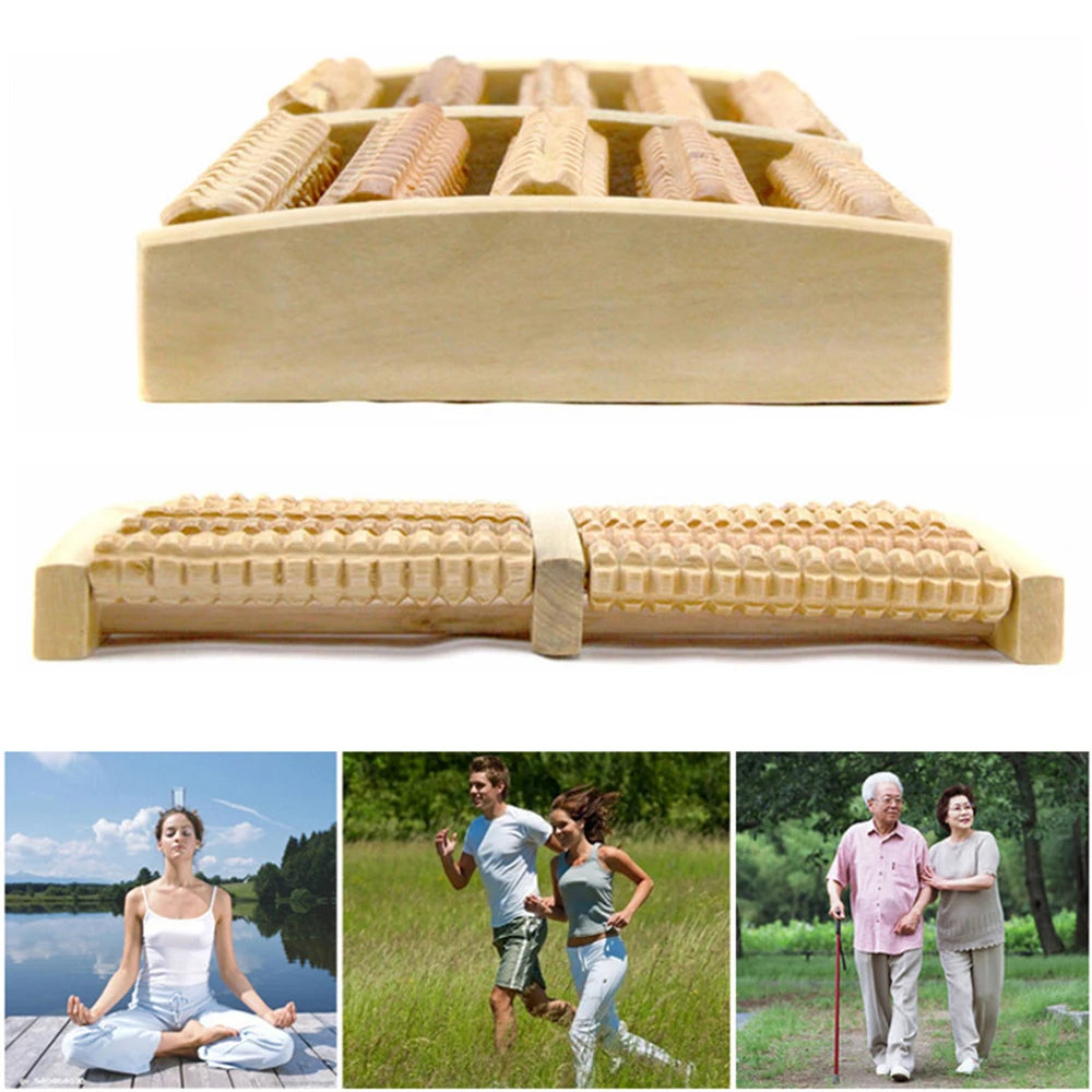 Wooden Foot Roller Care Massage Reflexology Relaxation