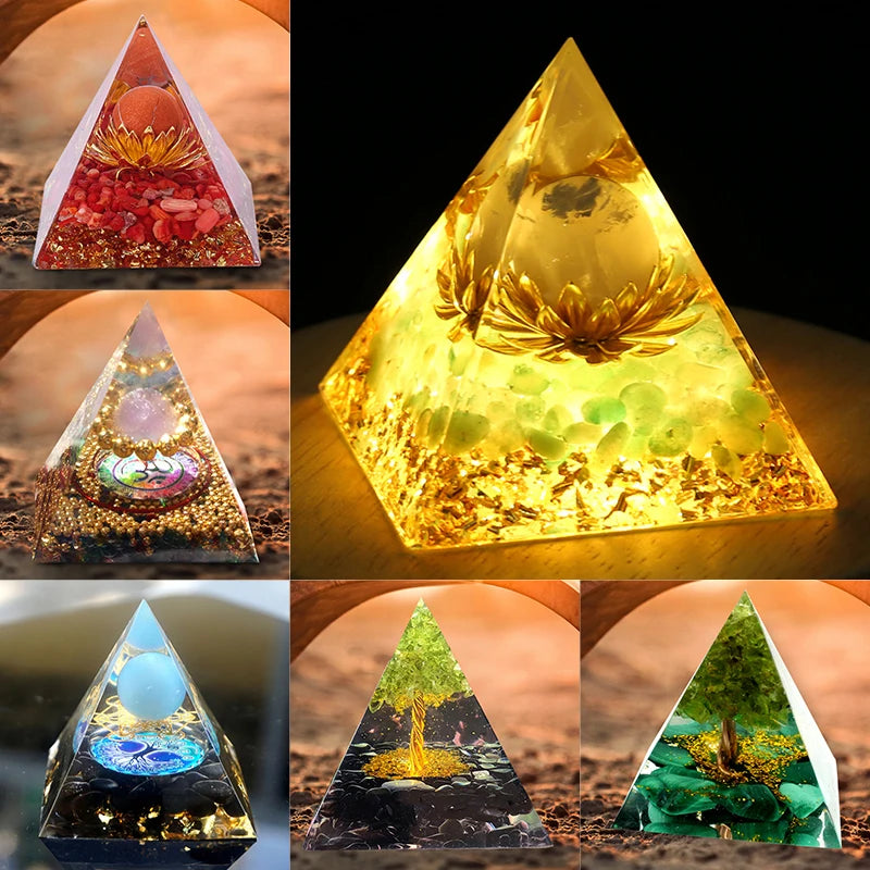 Orgonite Pyramid Healing Crystal Stone Chakra Reiki Meditation