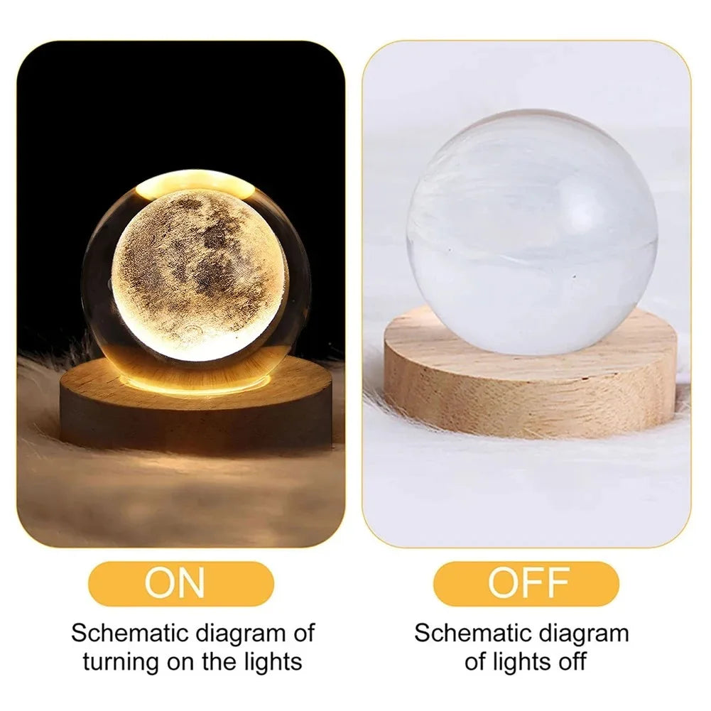 Unique 3D Crystal Ball Lamp with Galaxy and Planetary Projections 3 Options