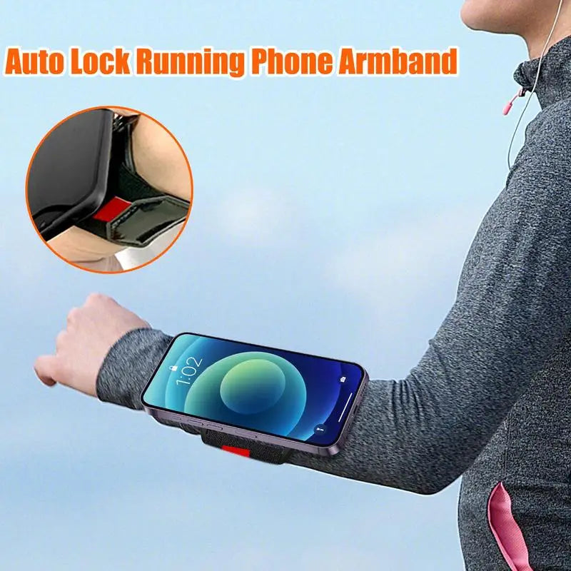 Phone Wrist band Case Auto Lock Accessories for Cycling Hiking Gym Running