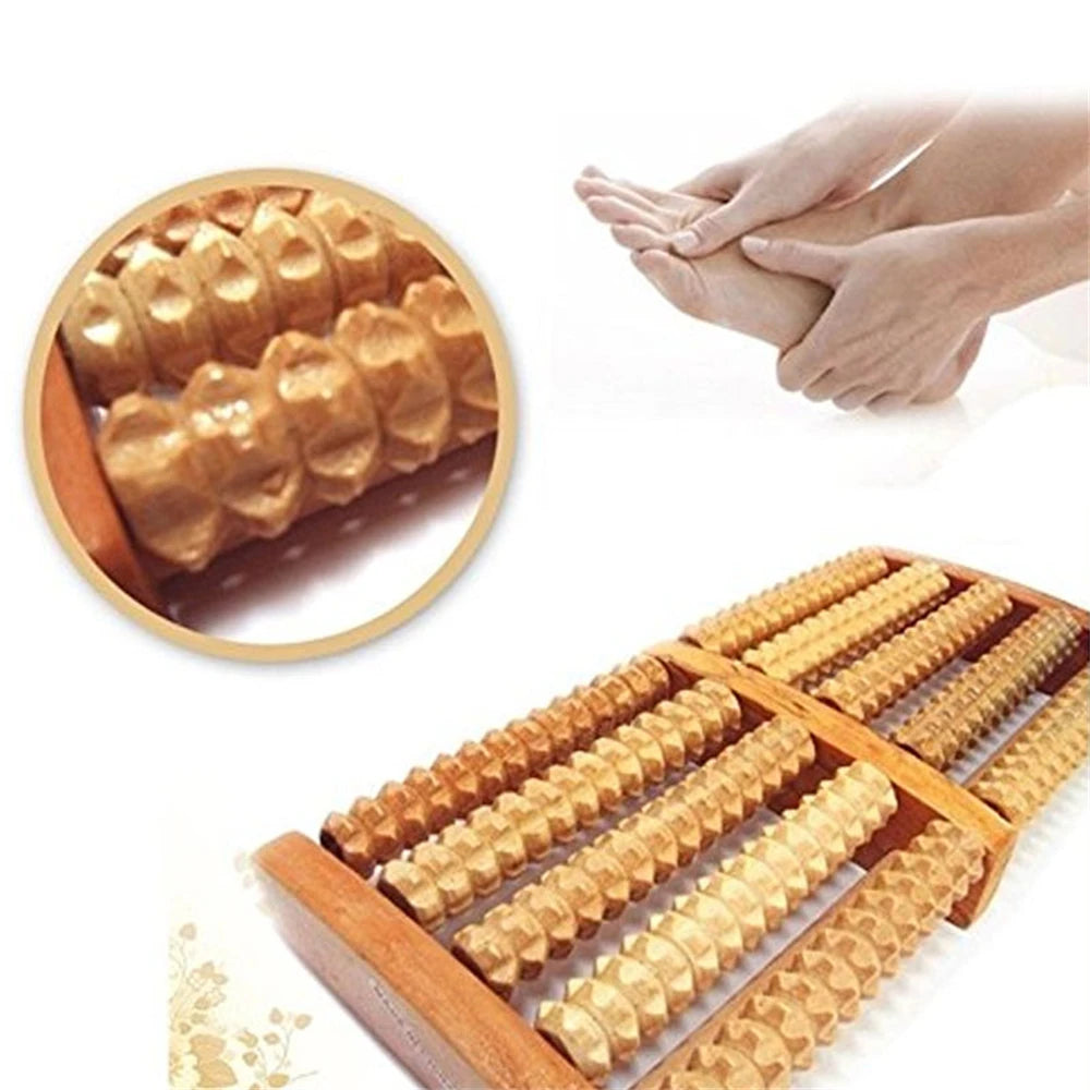 Wooden Foot Roller Care Massage Reflexology Relaxation