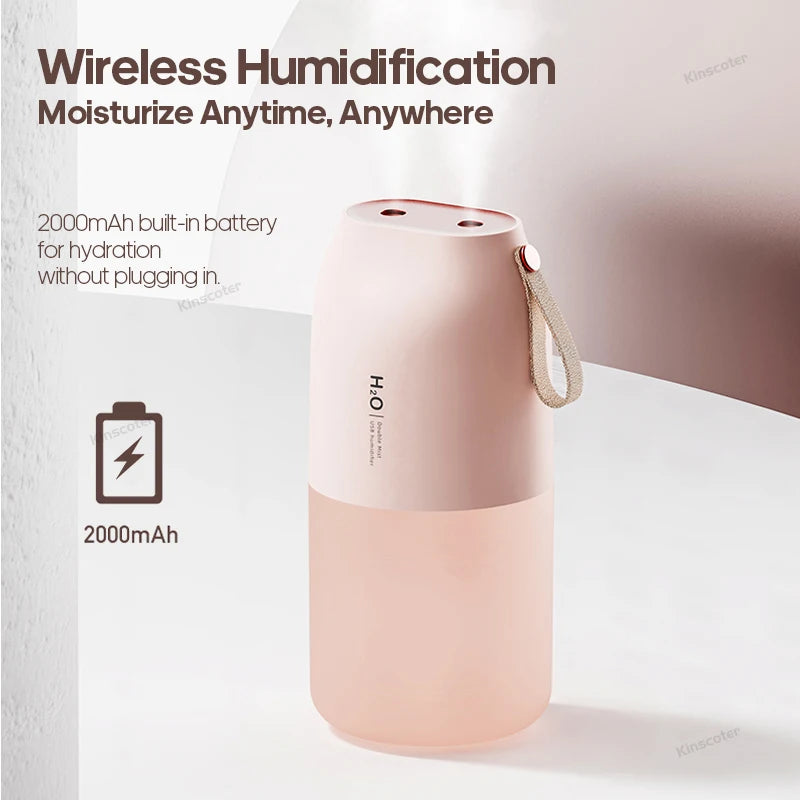 Cordless Rechargeable Air Humidifier 2000mAh Wireless Portable With Warm Nightlight