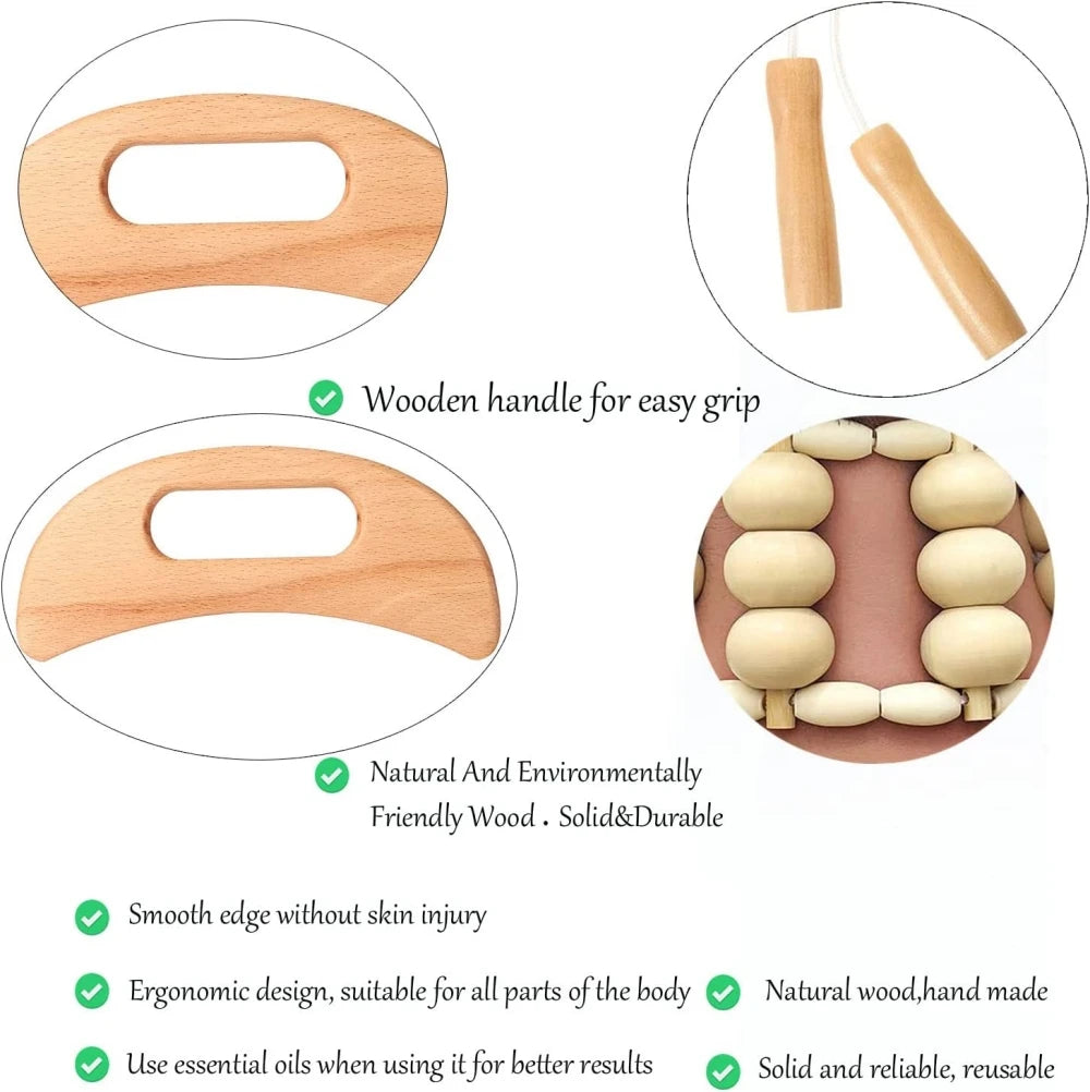 2/4/6/8PCS Wooden Therapy Massage Sets Pain Relief Smoothing Gua Sha