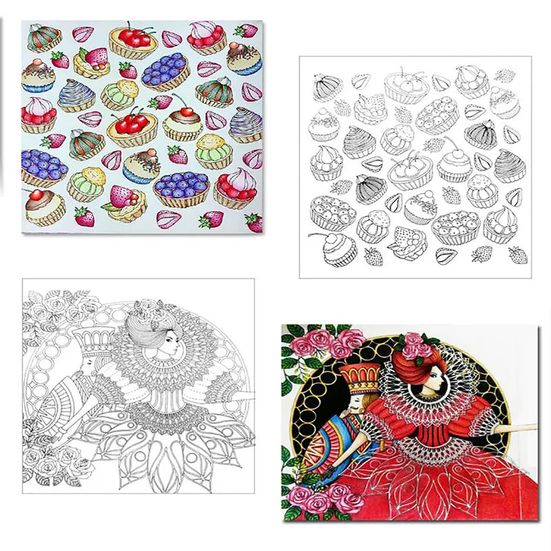 1PCS 24 Pages Mandalas Flower Coloring Book Adult Graffiti Drawing