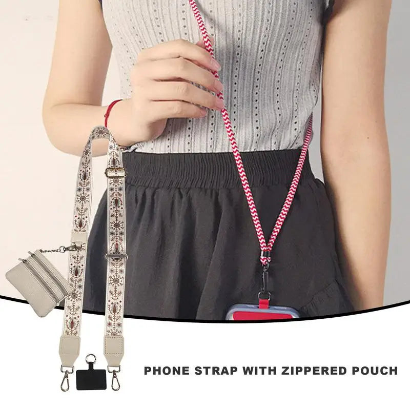 Adjustable Phone Wrist Strap Lanyard Sling With Zipper Wallet Pocket