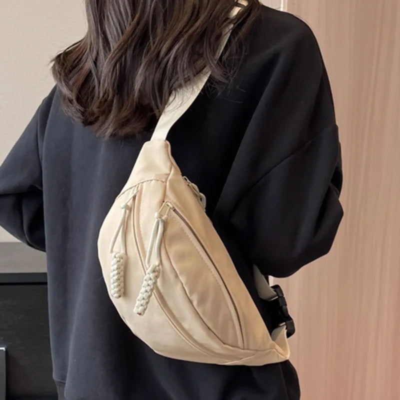 Waist Bag Women New Canvas Leisure Portable Zipper Korean Style